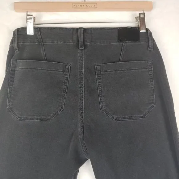 Paige Mayslie Jogger Womens 27* Faded Black Velvet Inset Side Seam Tuxedo Stripe - Picture 12 of 14